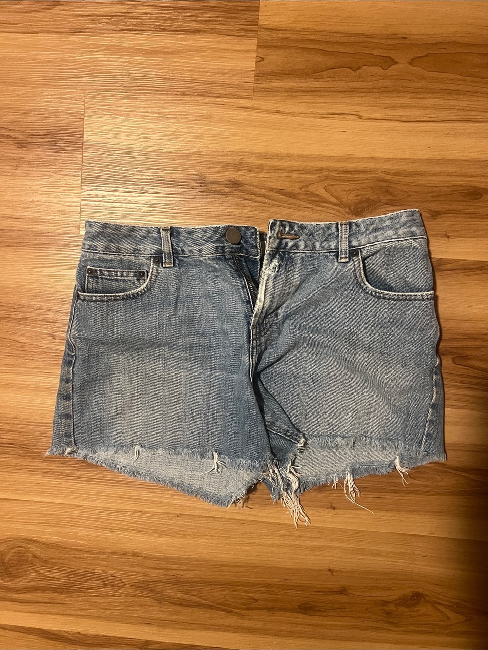 ASOS Light Blue Denim Shorts with Frayed Edge